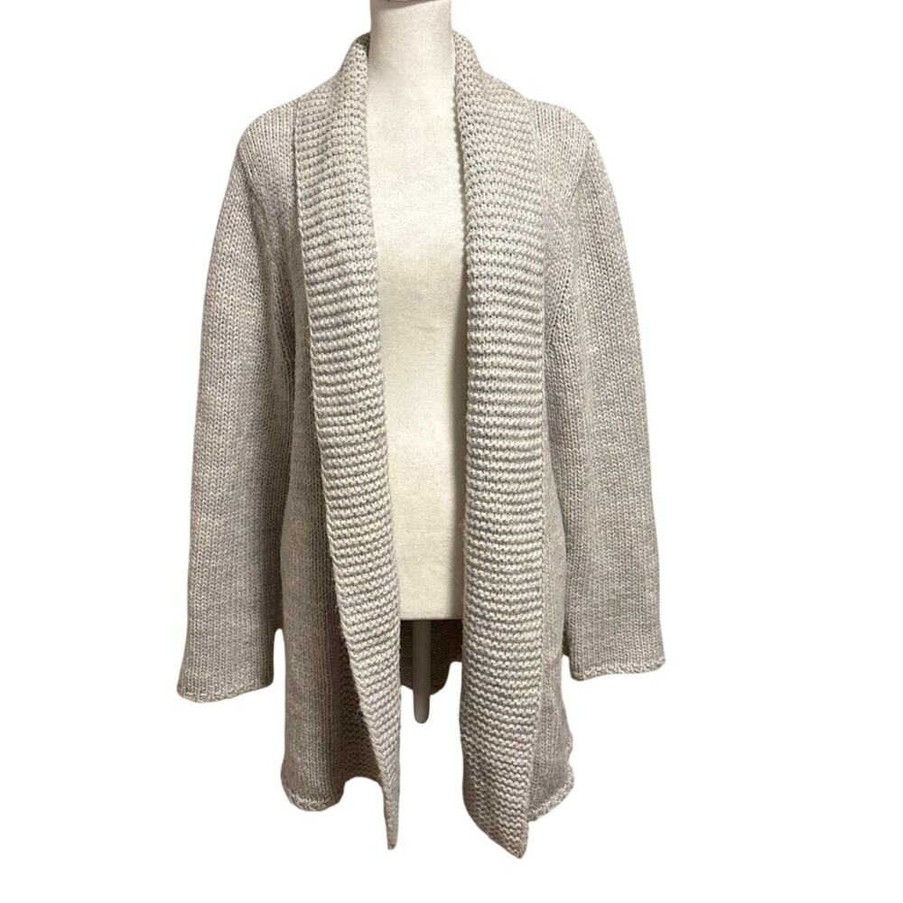 J Jill Size M Cardigan Sweater Alpaca Blend Open Front Grey